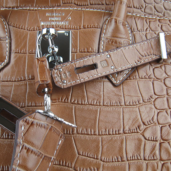 Replica Hermes Birkin 35cm Crocodile Veins Bag Light Coffee 6088 On Sale